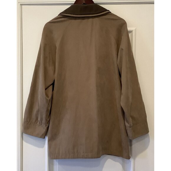 London Fog Womens Coat Sz Petite Large Khaki Brown Tan All Weather Zip Up - Picture 2 of 10